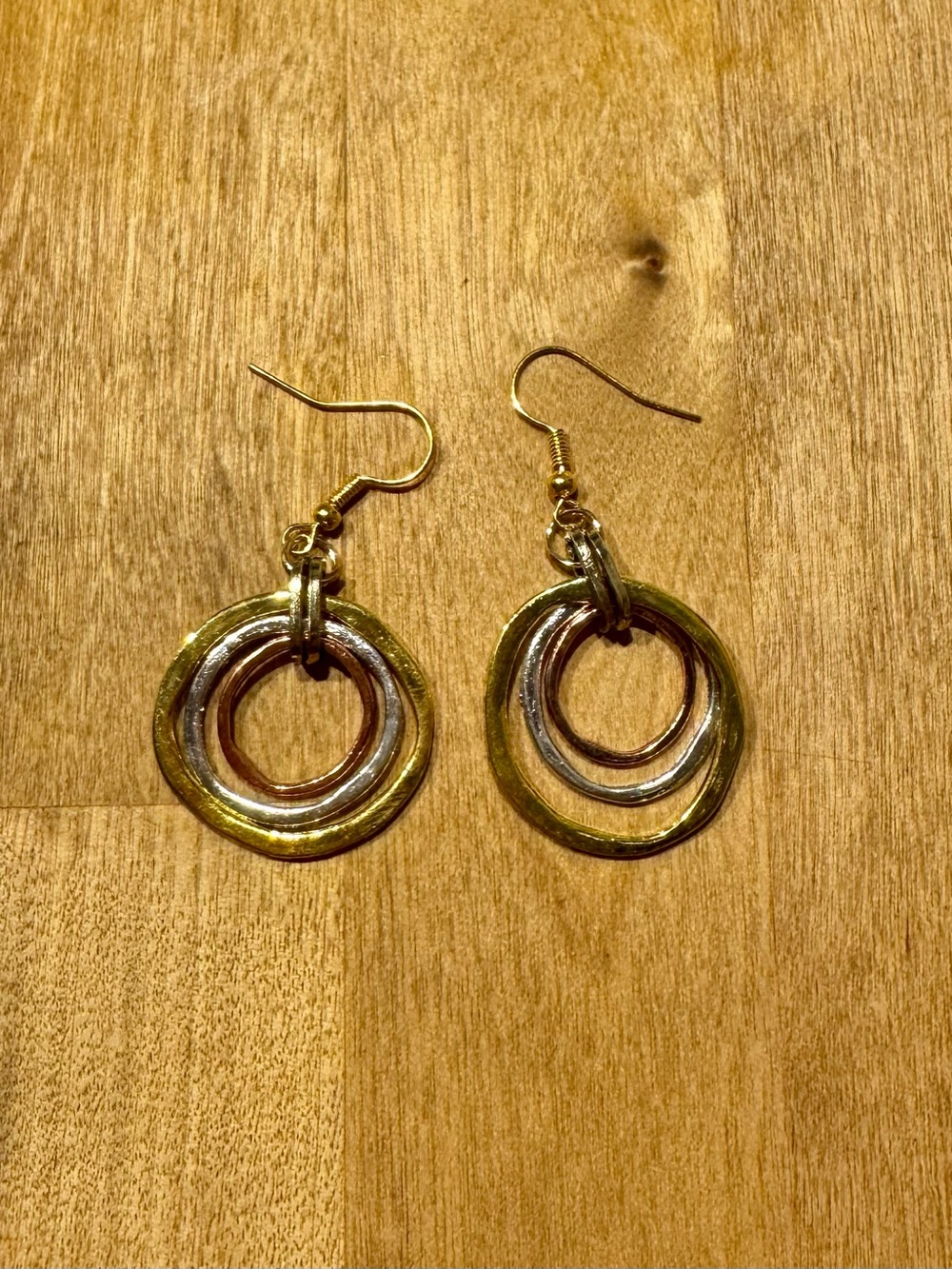 NWT Gold and Silver Multi-Ring Drop Earrings